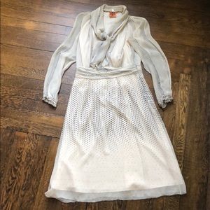 Tory Burch Silk Tie Long Sleeved Dress